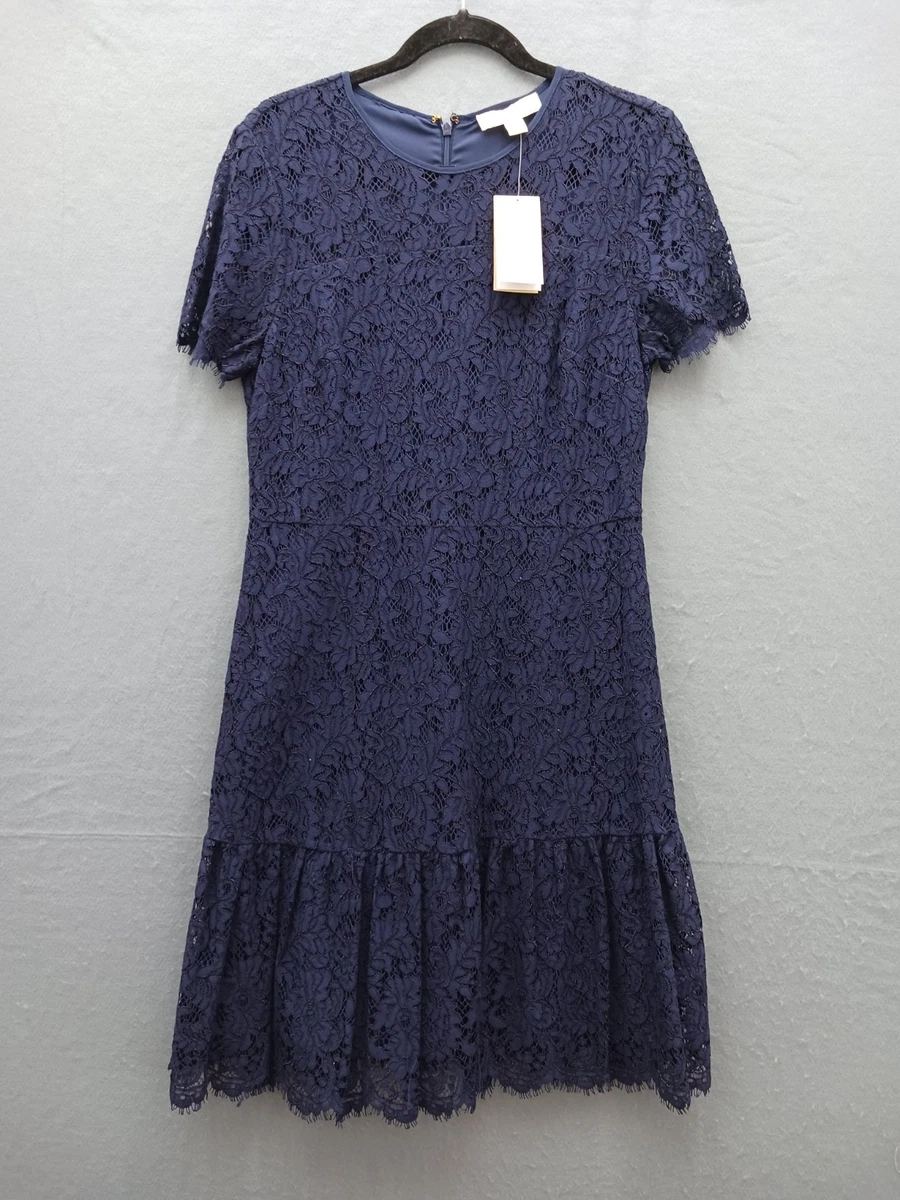 knee length dresses for ladies Michael Michael Kors Lace-Up Ribbed Dress Blue