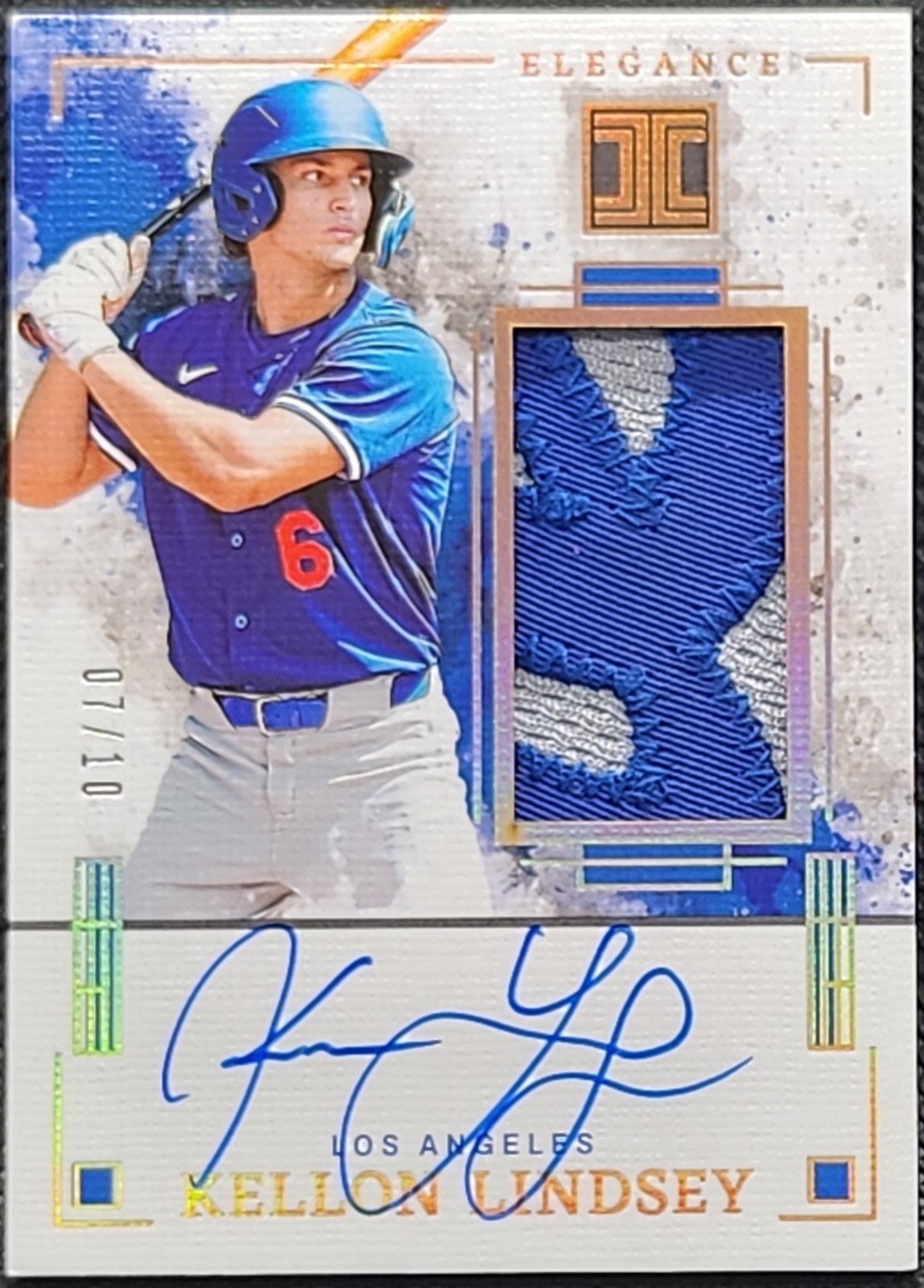 2025 Panini Impeccable Kellon Lindsey Elegance Patch Auto /10 Dodgers RC 1st Rd