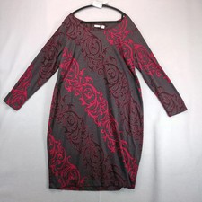 Cato Woman A-Line Knit Midi Dress Plus Size 22/24W Charcoal Red Gothic Paisley