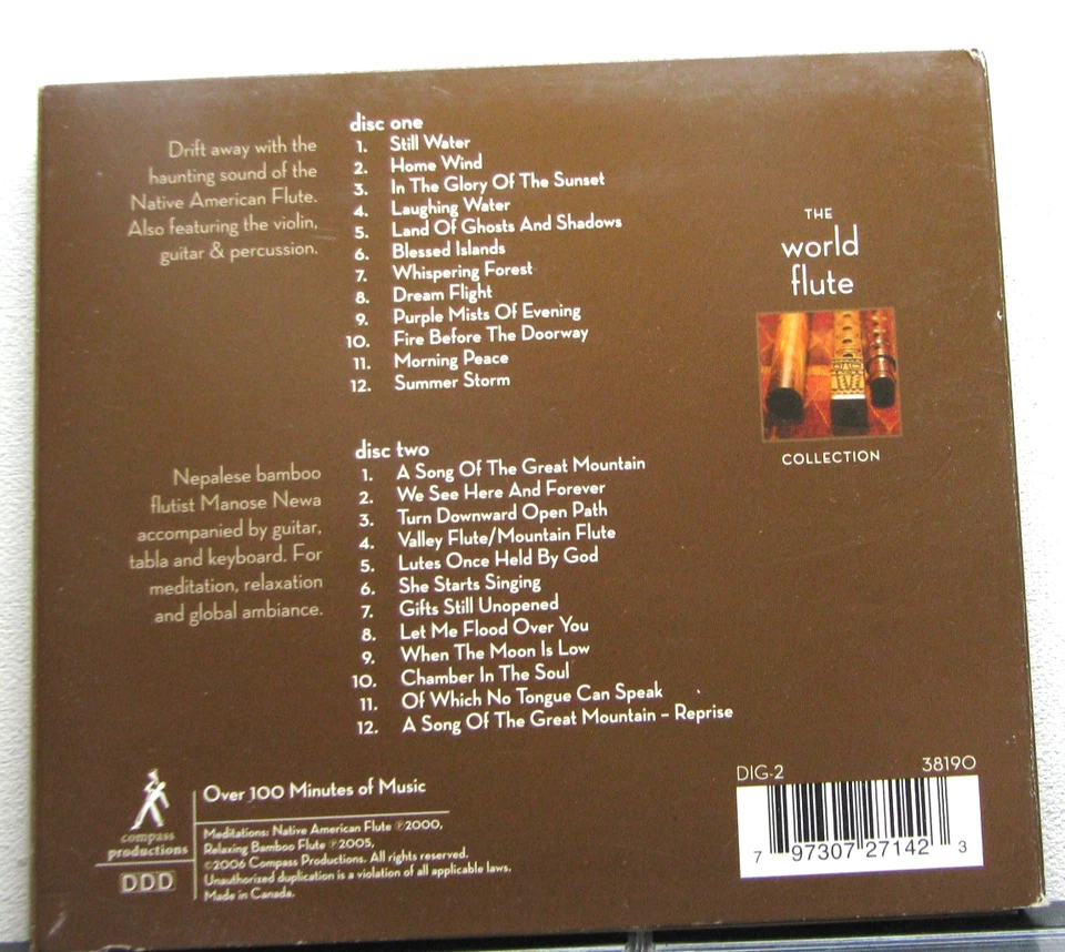 2 CD's--- THE WORLD FLUTE COLLECTION  (Lifescapes)... NATIVE AMERICAN - Image 2 of 3