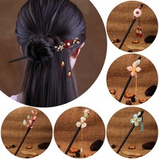 Women Flower Wooden Chopsticks Hair Hairpin Hair Stick Chinese Style retro