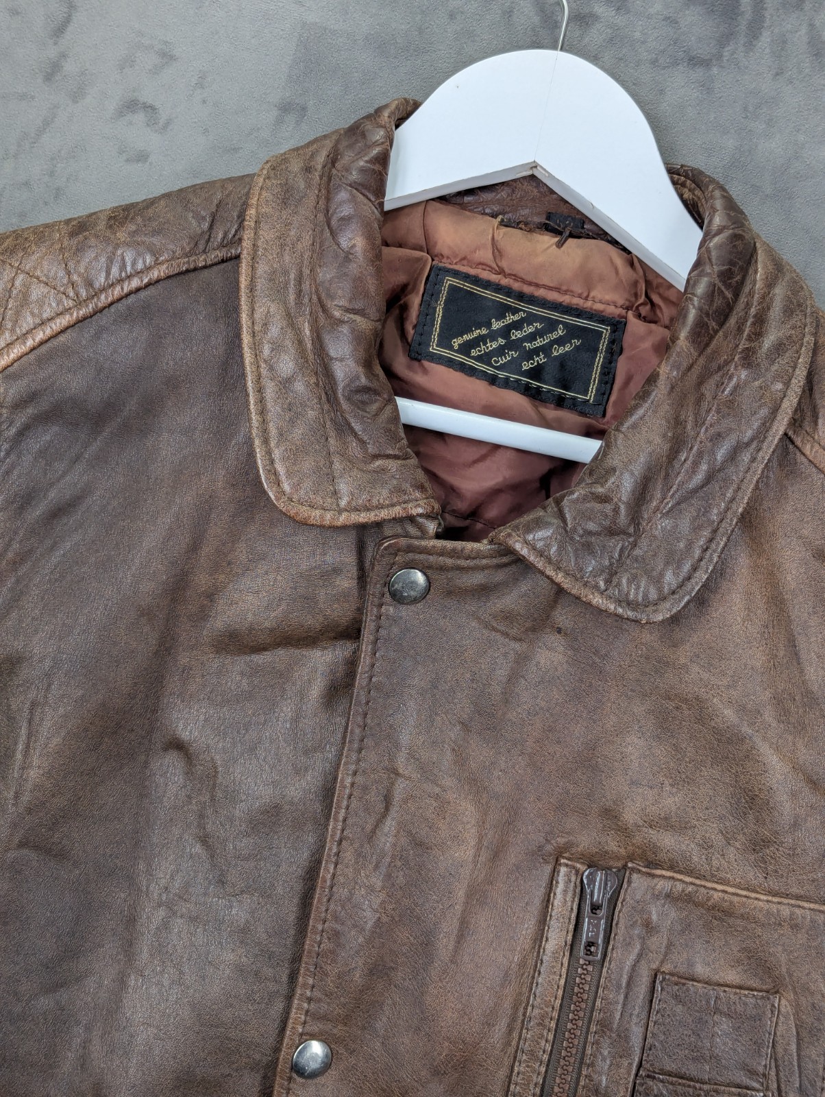 Vintage Leather Vest Size Medium Utility Tan Brown Distressed Zip & Snaps image 2