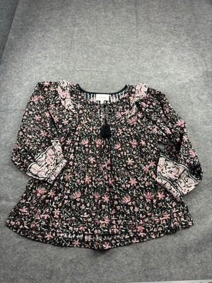 CLEOBELLA ''Brynlee'' Floral Striped Flowy Cotton Puff Sleeve Blouse Women s XS