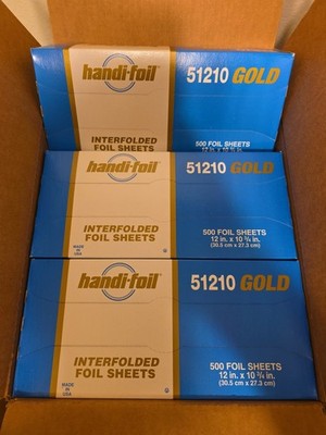Master Case Of Handi-Foil 12'' x 10.75'' Gold Aluminum Foil Sheets 51210-GOLD