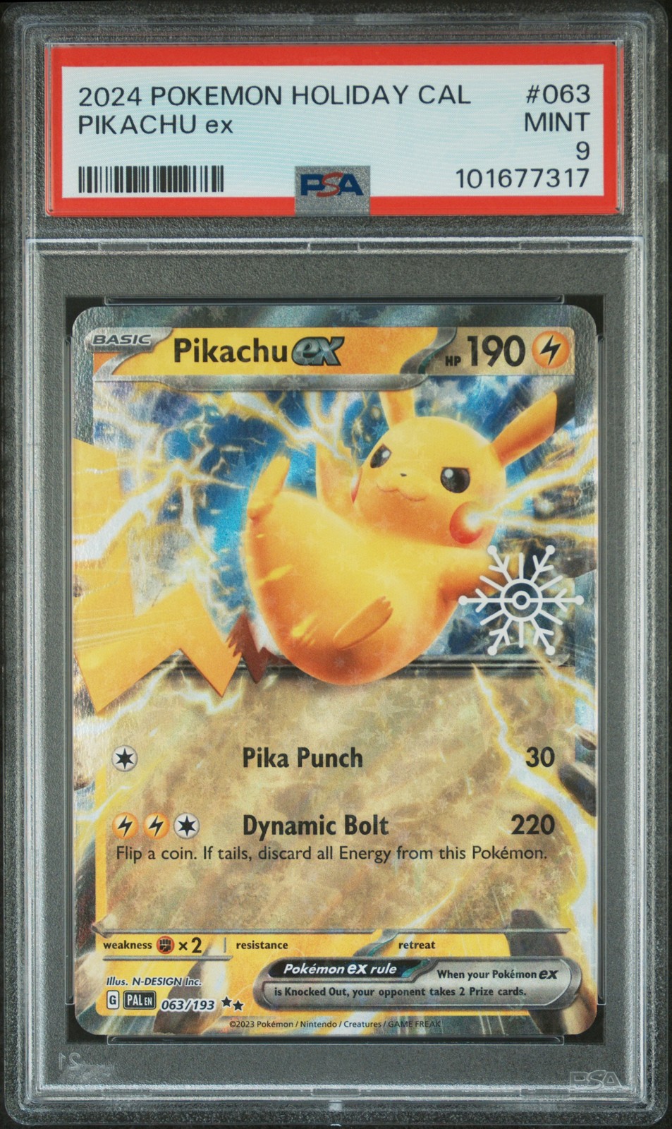 2024 POKEMON HOLIDAY CALENDAR #063 PIKACHU EX PSA 9