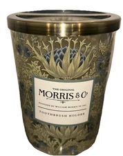 Morris & Co~bathroom vanity Toothbrush Holder Glass Blue Green Artichoke