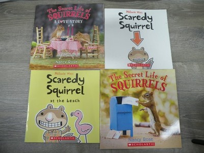 Children's Book Lot: Scaredy Squirrel & The Secret Life of Squirrels - 4 Books