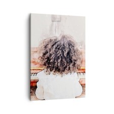 Quadro su Tela 50x70cm Bambino pianoforte acquerello Stampe Immagini Murale