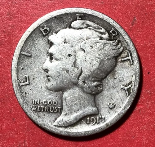 1917 US Mercury SILVER Dime "Philadephia" Mint! VF! Old US Coin!