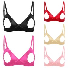 Women's Cutout Push Up Shelf Bra Adjustable Straps Lace Trim Brassiere Lingerie
