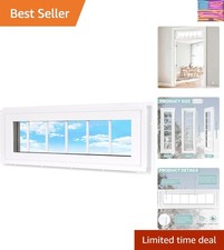 Vinyl Transom Household Window, 10" x 36" Double Pane Fixed Window with Grids...