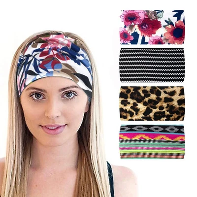 GWAWG Women Yoga Wide Headband Ladies Elastic Fold Hair Band Sports Turban Head Wrap