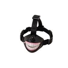 Funny Dog Muzzle with Smile Teeth, Adjustable Pet Mouth Cover for Photo Prop