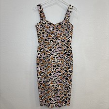 J. Crew Contrast-Stitched Sheath Dress in Stretch Faille - Animal Print - Size 6