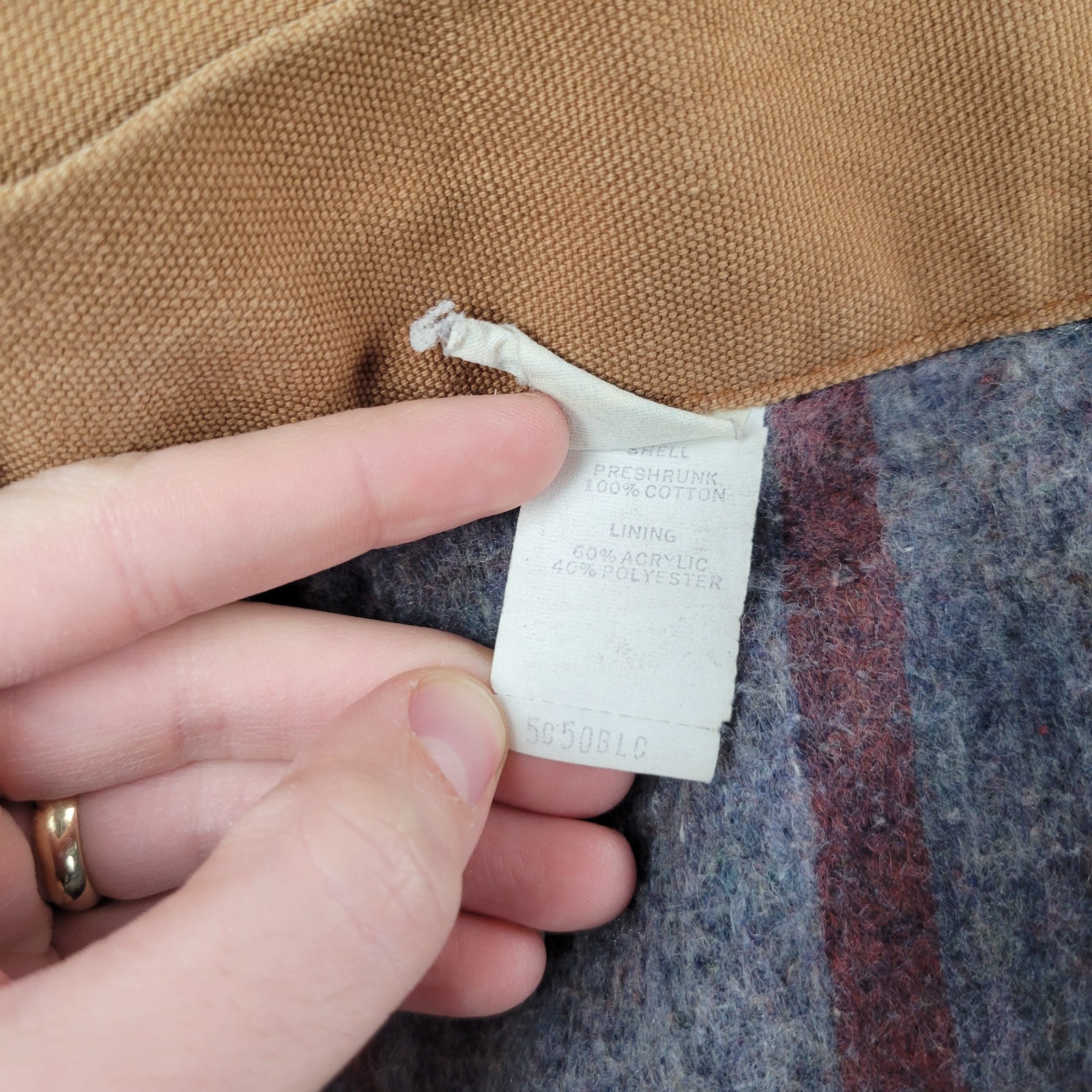 VTG Blue Bell Brown Tan Canvas Blanket Lined Chore Jacket Size 46 Detroit