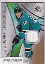 19/20 UD SP GAME USED MARIO FERRARO RC ROOKIE JERSEY /599 #110