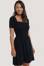 NA-KD women's dress puff sleeve shirring mini dress, 34