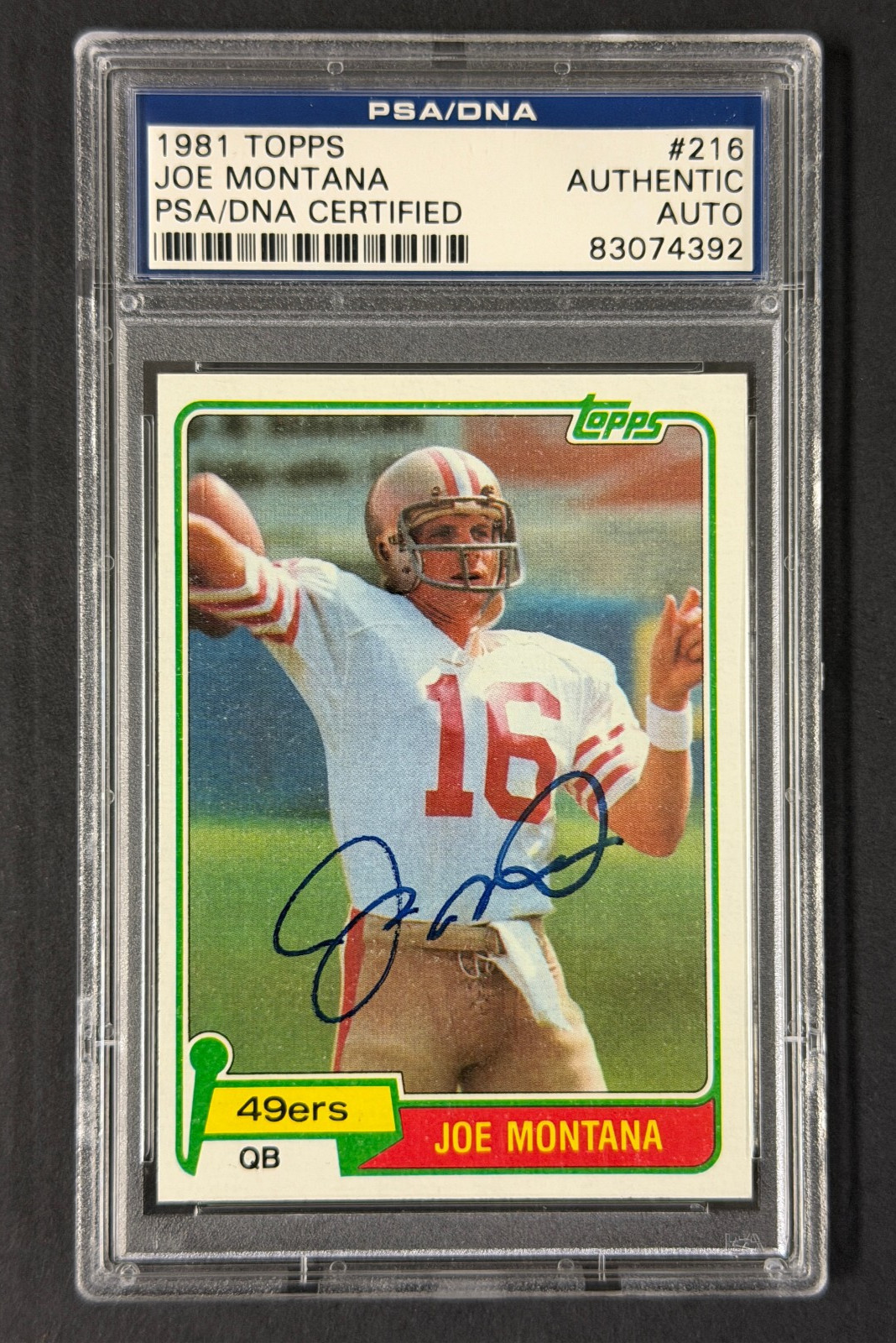 1981 Topps Joe Montana #216 Autograph PSA/DNA AUTO Rookie Card