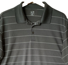 Champion Men's Polo Shirt Duo Dry Golf Dark Gray White Stripe X-LARGE Polyester