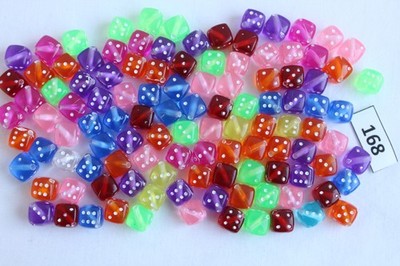 100 Acrylperlen Deko Beads Würfel 9 x 9  sortiert Basteln Schmuckherstellung 168