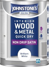 Johnstone's - Wood & Metal Paint - Satin Finish - Brilliant White - 1.25L