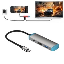 4K HDMI USB C Switch Dock, 2 Ports PD  USB 3.0 Adapter for Switch/OLED/Steam De