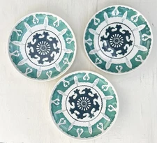 NEW Set of 3 Threshold Keira 8 5/8" Luncheon Salad Plates Aqua Turquoise White