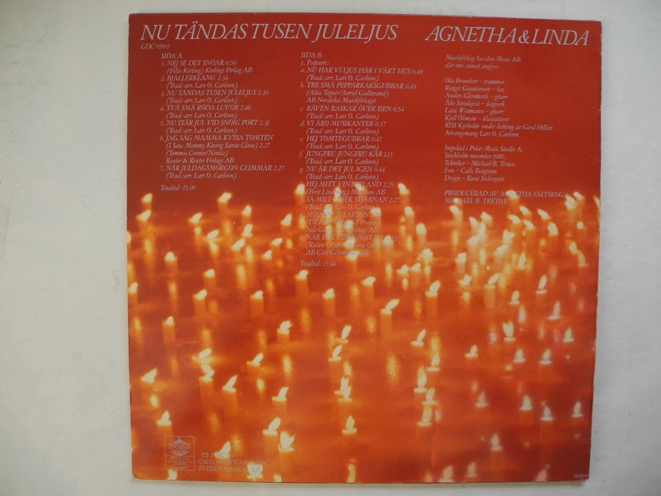 AGNETHA FÄLTSKOG & LINDA Nu tändas tusen juleljus LP Sweden 1980 EX - Image 2 of 2