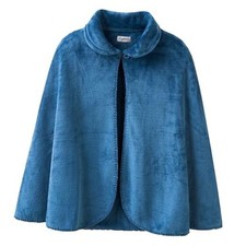 Women Cape for Sleep, Easy On Cozy Fleece Bed Jacket X-Large Indigo Blue