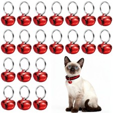 20Set 18mm Cat Bells, Cross Copper Bells for Collars with Key Ring, Bright Red