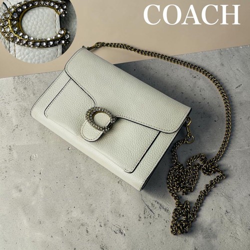 COACH Tabby Wallet Chain Shoulder Bag Elegant Off-White Leather