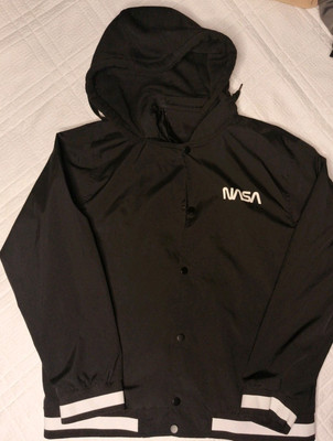 nasa jacket Mens L Black Color White Stripe.   #0145