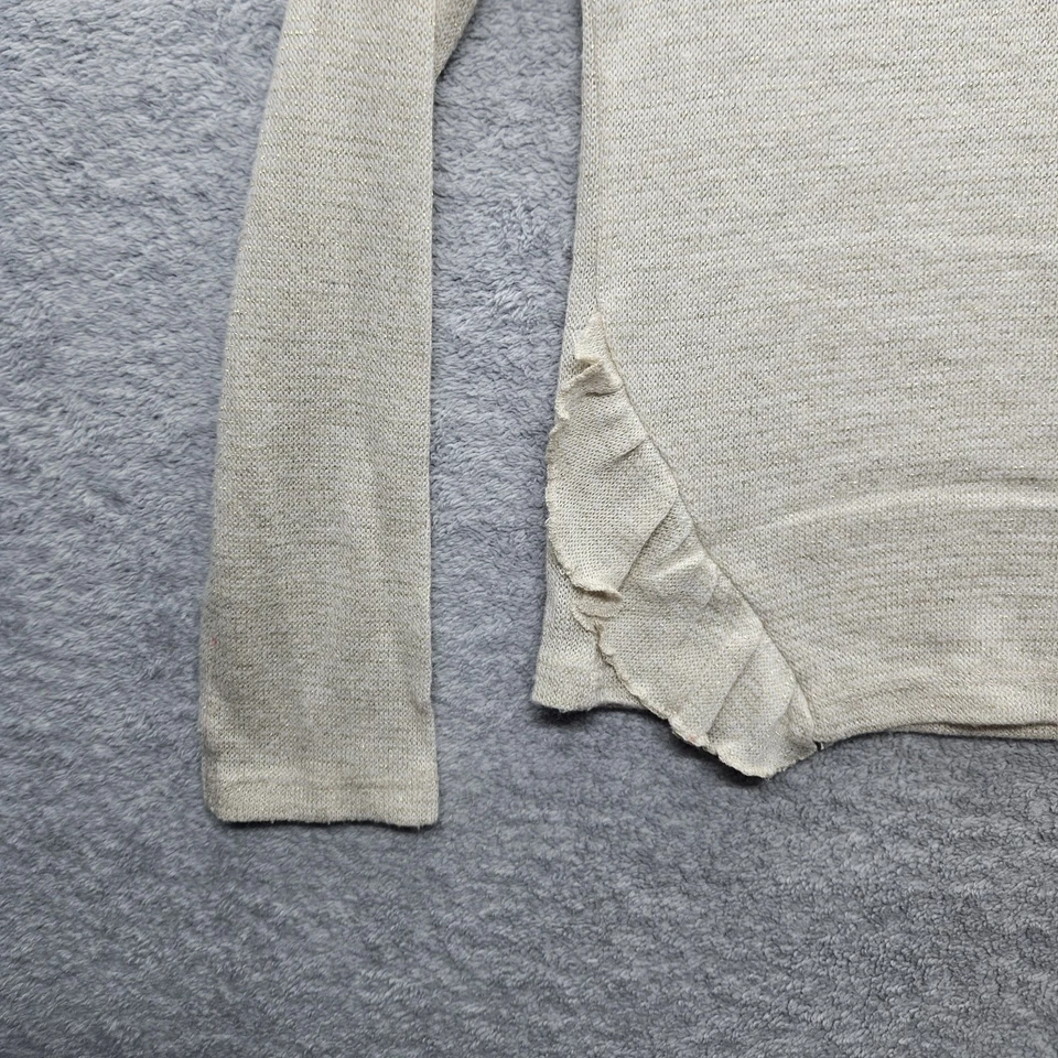 Route 66 девочка размер 6/6 x вязаный круглый вырез длинным рукавом свитер оборки талии бежевый  - Изображение 2 из 4