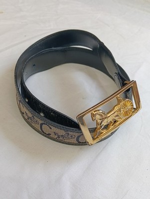 Vintage Céline Gürtel Kutsche aus Canvas und Leder Celine Canvas Leather Belt