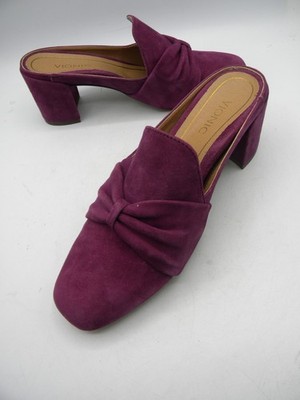 VIONIC Presley Merlot Purple Suede Square Toe Mules Size 6