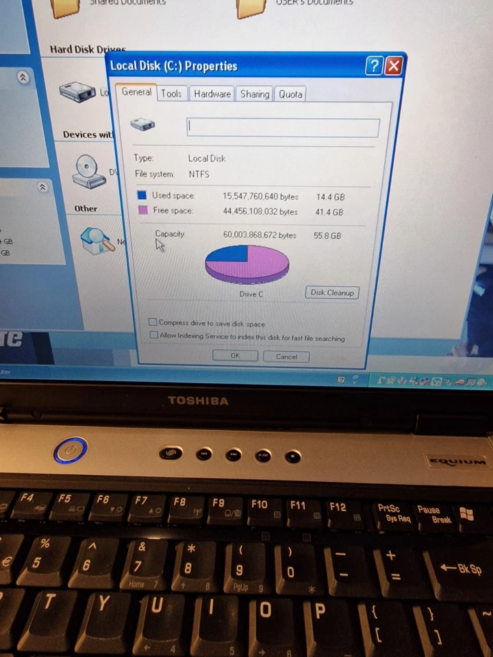 Toshiba Equium A60 Laptop 15" Pentium 4 3.20GHz 60gb Hdd 1gb Ram Power On Tested - Image 3 of 4