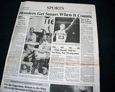 INDIANA HOOSIERS Mens Basketball Keith Smart's Shot Championship 1987 Newspaper 