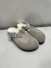 Birkenstock Boston Shearling Suede Leather Clog Unisex W7, M5 In Stone Coin