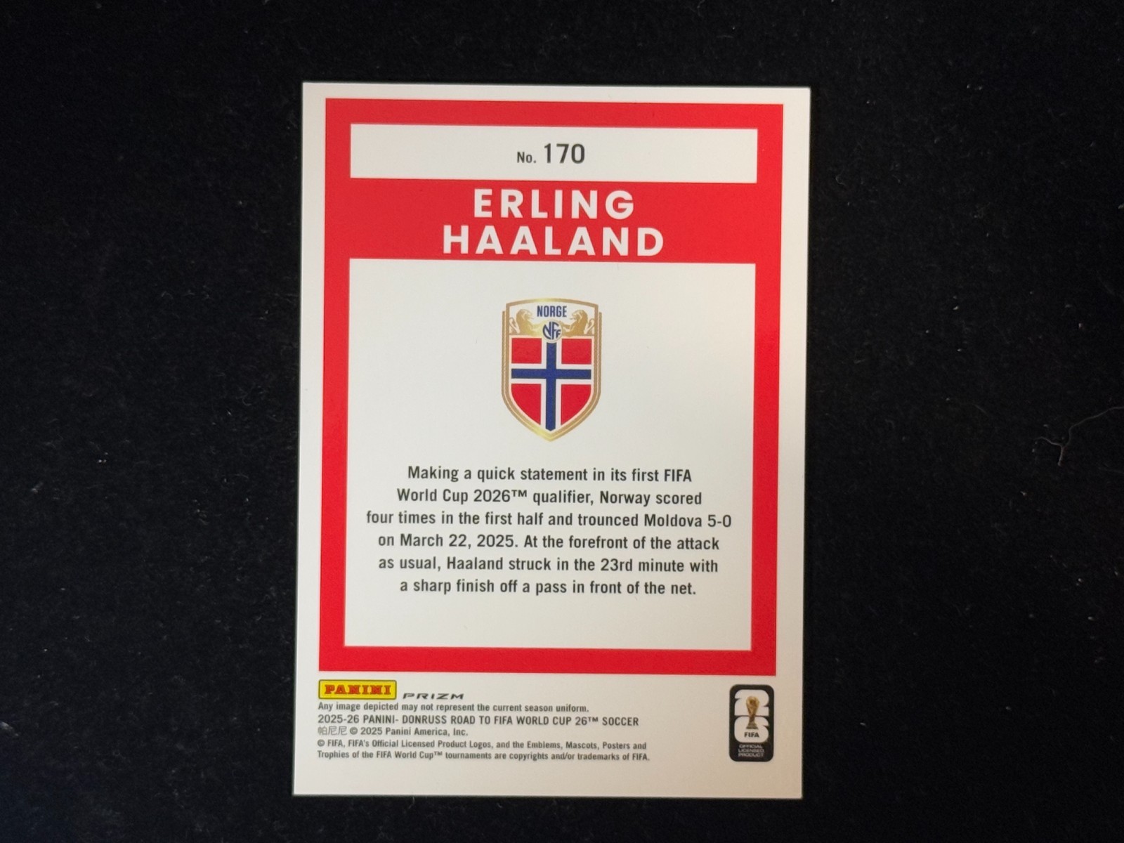 Erling Haaland 2026 Panini Donruss FIFA World Cup #170 Norge view 2
