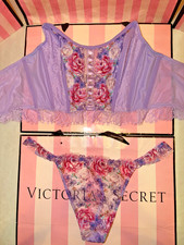 Victorias Secret Corset Bra Top Clubbing  Thong Purple XL Beautiful