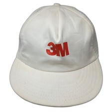 3M Trucker Hat White Mesh Back Snapback Made in USA 5 Panel Foam Logo Vintage