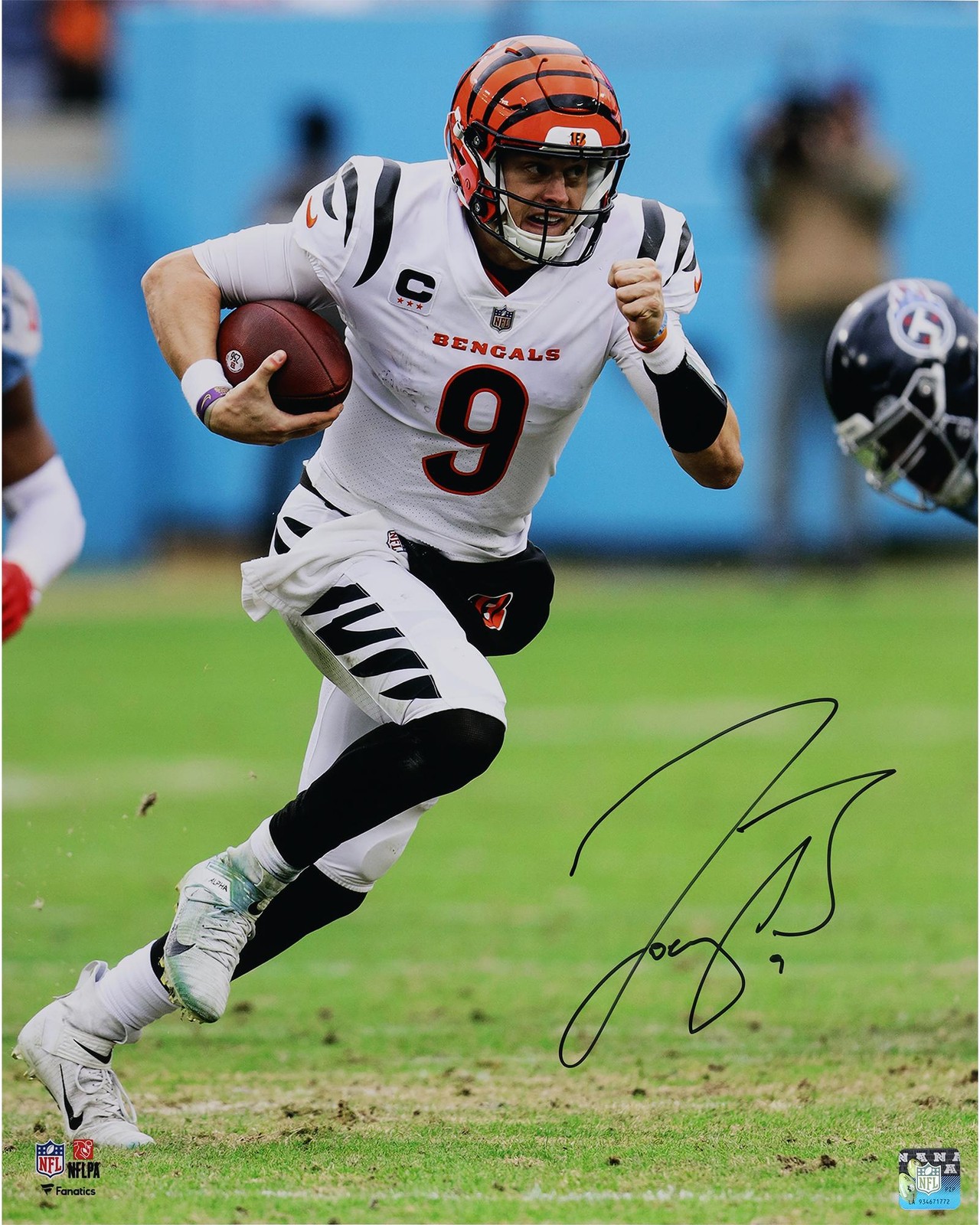 Joe Burrow Autographed Signed Cincinnati Bengals 16" x 20" Running in White Jersey Photo 