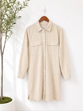 Madewell Corduroy Shirt Dress Cream Ivory Button Down S Small
