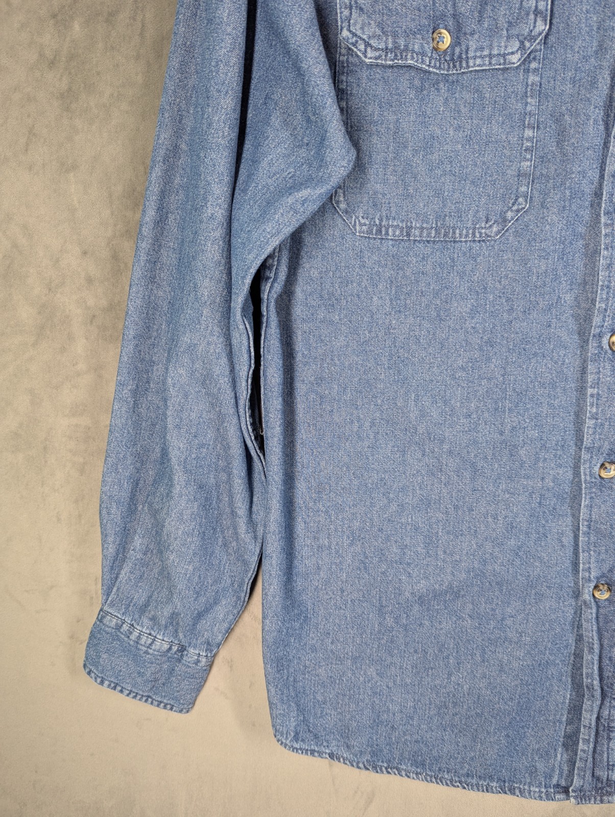 Wrangler Mens Denim Shirt Western Size Small Relaxed Fit Cowboy Rodeo Blue Retro image 6