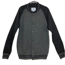 Old Navy Men's Medium Button-Up Cardigan Sweater Light/Dark Gray Wool Blend NWT