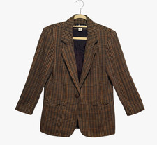 Sag Harbor Plaid Wool Blend Blazer Size 6P Dark Academia Preppy