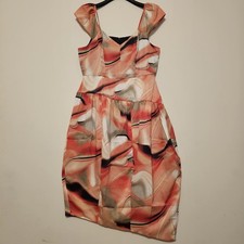 DKNY Women's Dress Size 12 Fits Large Sleevesless Asymmetrical Midi Multicolor