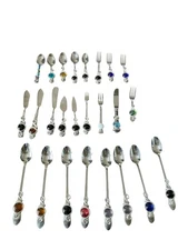 Lot 25 Jeweled Handle Spreaders Spoons Forks Mixed Brands Stainless Wire Wrap