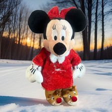 Disney Store Exclusive Minnie Mouse Christmas Plush Reindeer Slippers 15 Toy