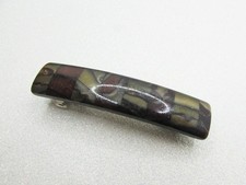 Vintage 1990s Color Block Barrette- Earthtone Brown Silver Gold Mosaic Hair Clip